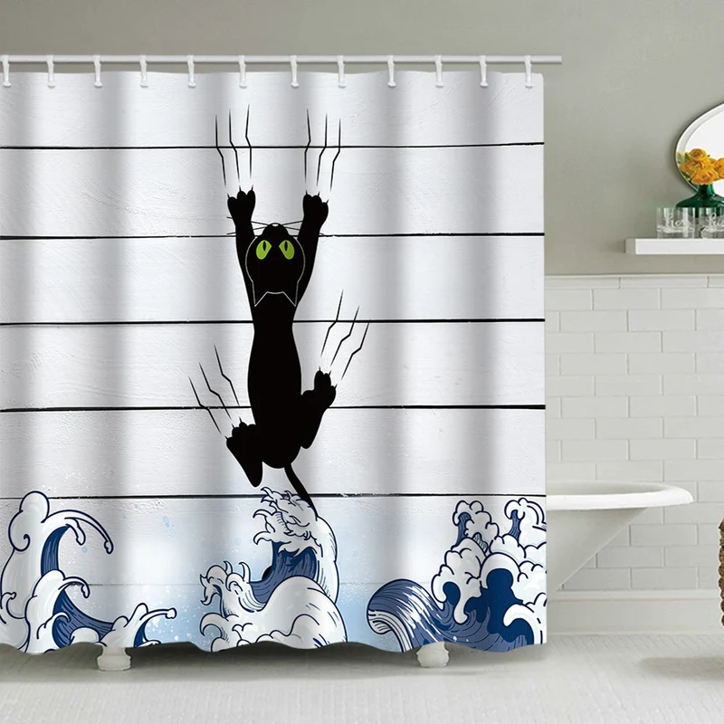Duschvorhang mit künstlerischer Hundeillustration Skanto