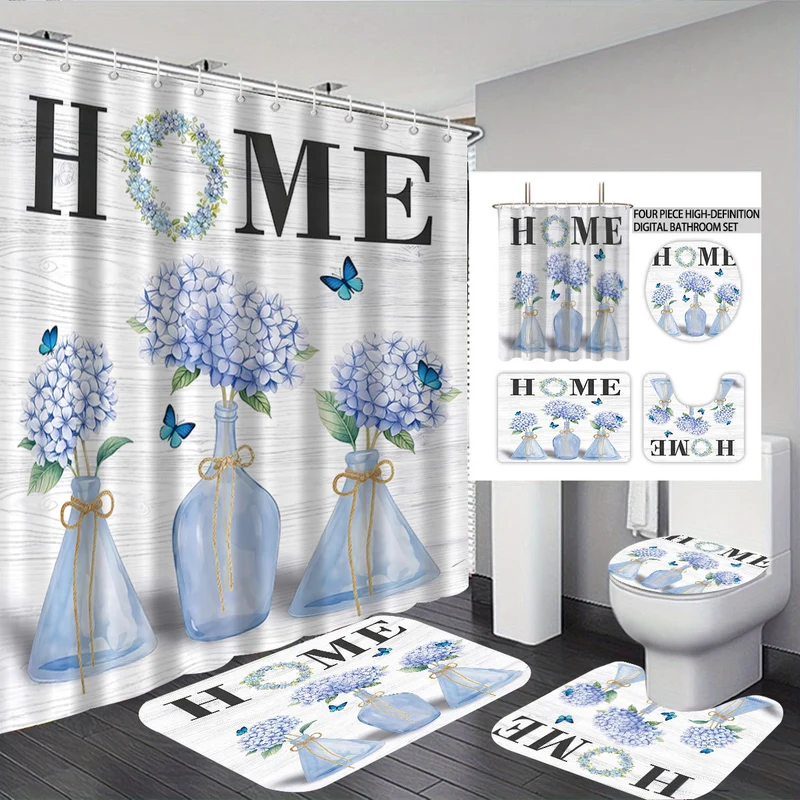 Badezimmer-Deko-Set mit künstlerischem Blumenmotiv Skanto