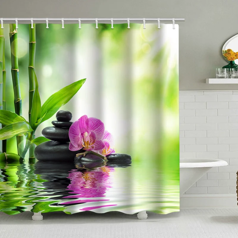 Duschvorhang mit ruhiger Zen-Natur Skanto