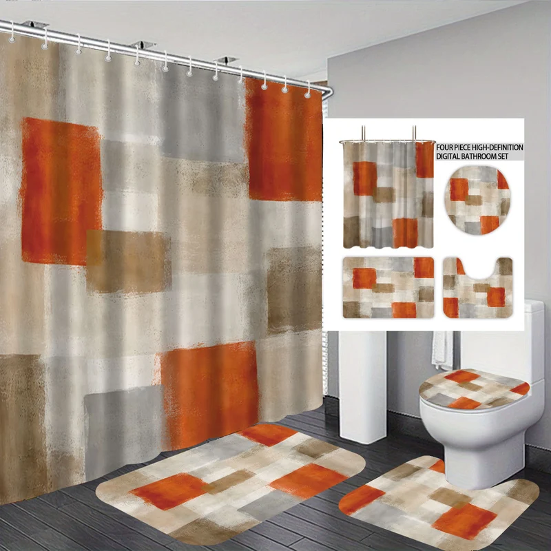 Abstraktes Design Vierteiliges Digitales Badezimmer-Set Skanto