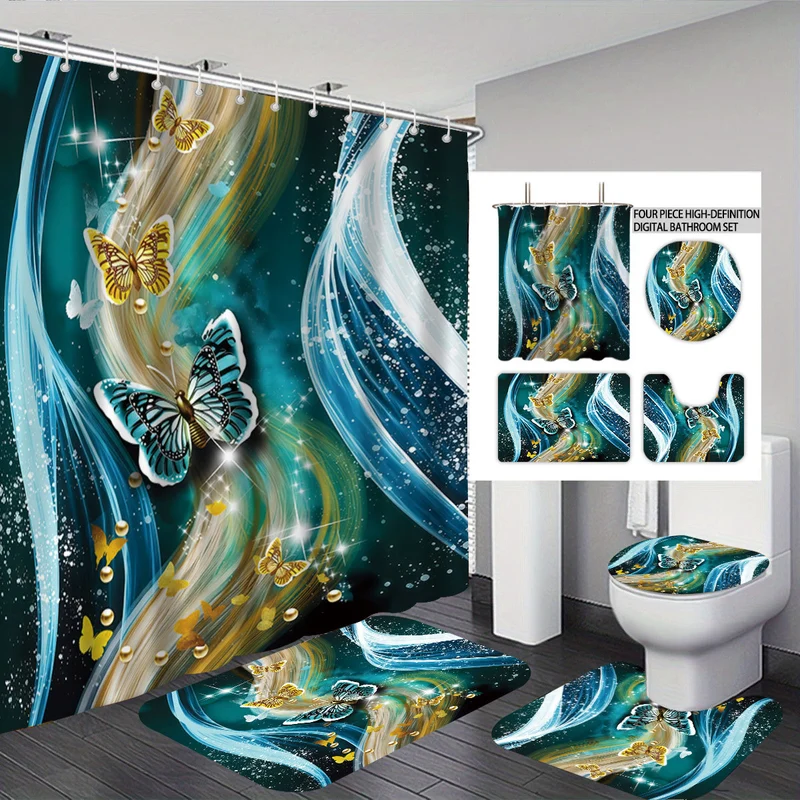 High-Definition Vierteiliges Badezimmer-Set Skanto mit Leopardenmotiv