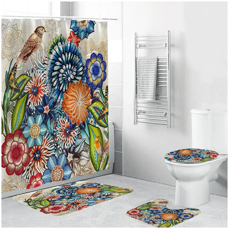 Badezimmer-Set mit Blumenmuster Skanto