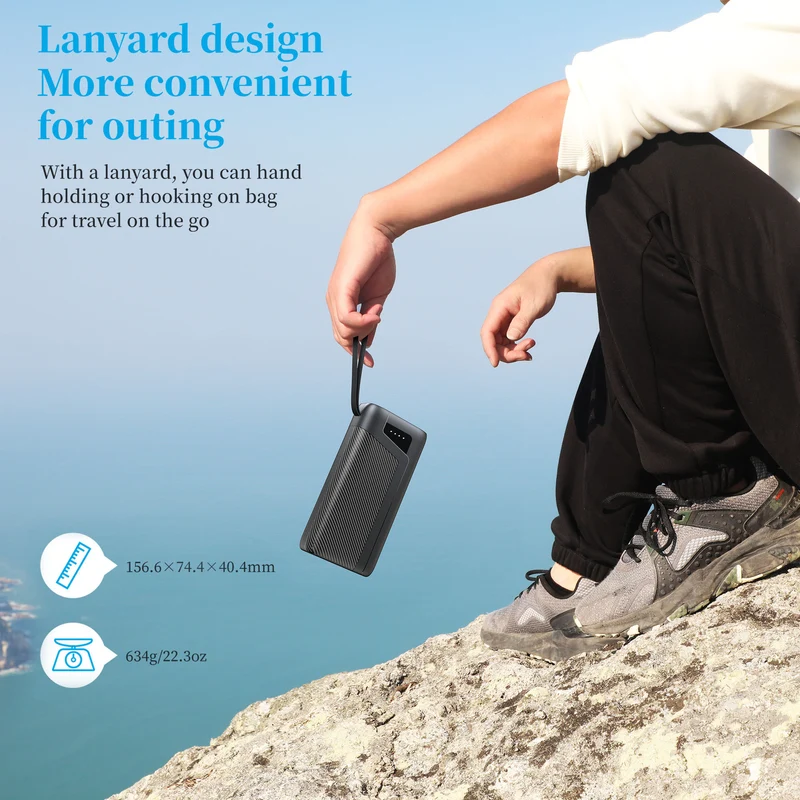 Tragbare Powerbank mit integrierter Taschenlampe und Schnellladefunktion Skanto