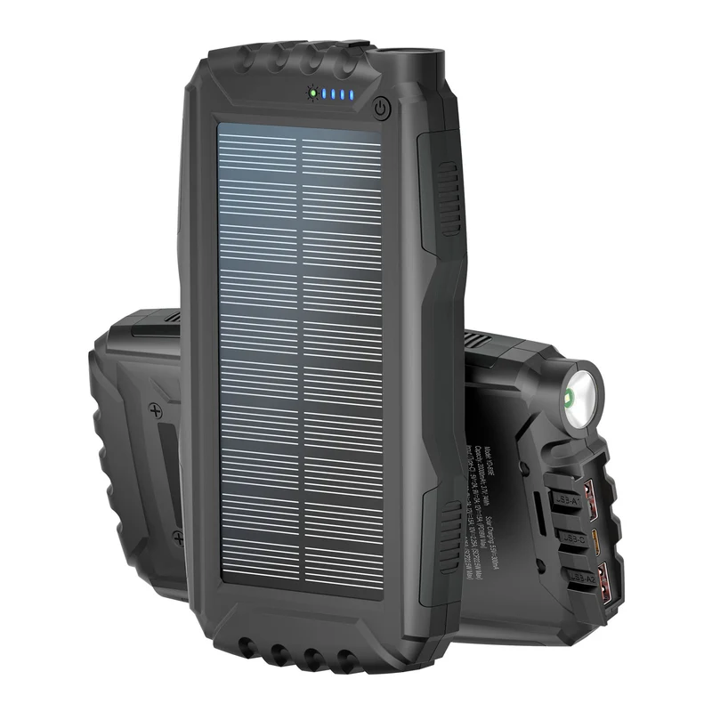 Solarbetriebene Powerbank mit Taschenlampe und Schnellladefunktion Skanto