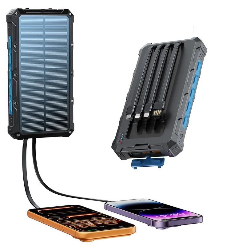 Solar Powerbank mit multifunktionalem Anschlusssystem und Schnellladefunktion Skanto