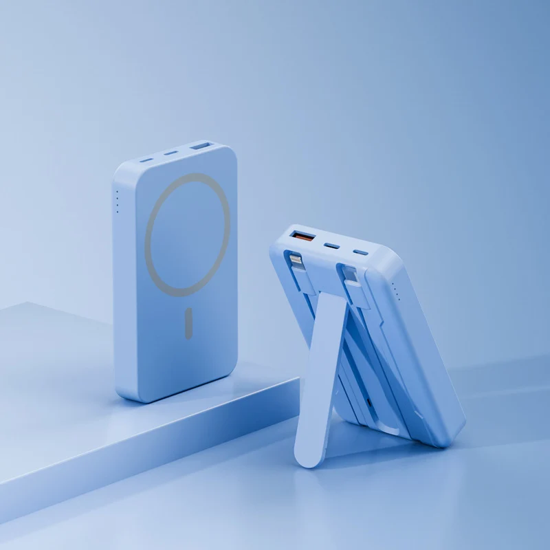 Kabellose Powerbank mit integriertem Ständer und intelligenter Ladeanzeige Skanto
