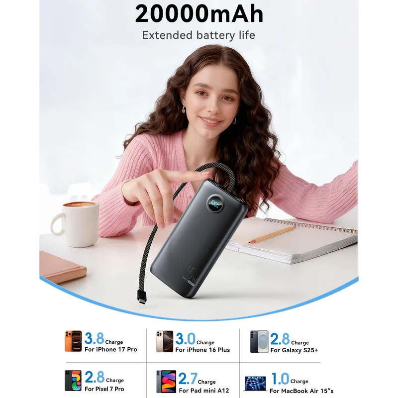 Hochleistungs-Powerbank mit digitaler Ladeanzeige und 45W Schnellladung Skanto