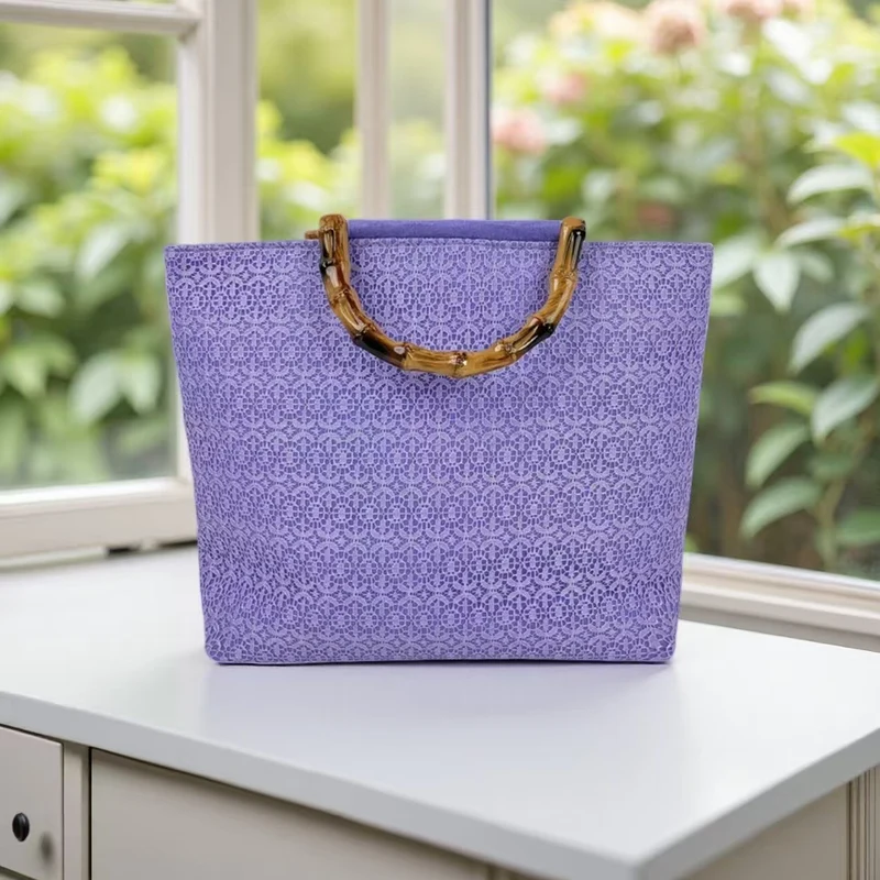 Elegante Baumwolltasche mit Bambusgriff Skanto