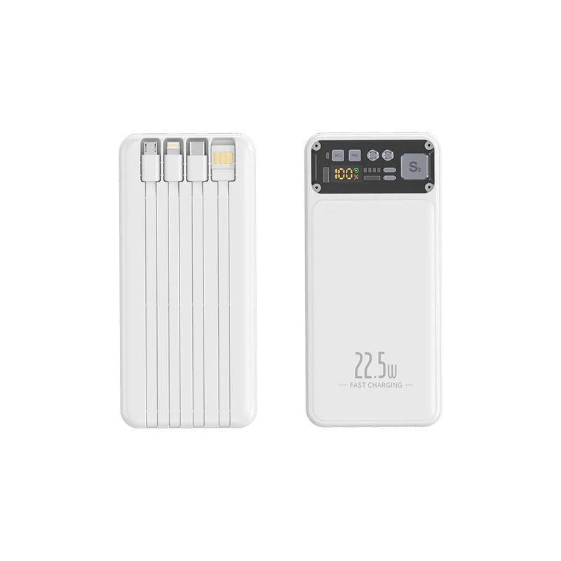 Powerbank mit integriertem Kabelsystem und digitaler Ladeanzeige Skanto