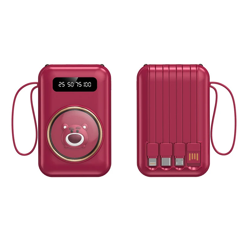 Lustige Powerbank mit integrierten Ladekabeln Skanto