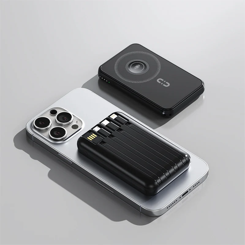 Kompakte Powerbank mit integriertem Ladekabel und Schnellladefunktion Skanto