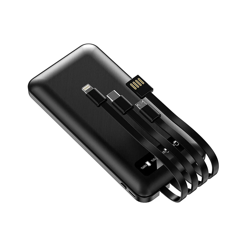 Multifunktionale Powerbank mit integrierten Ladekabeln Skanto