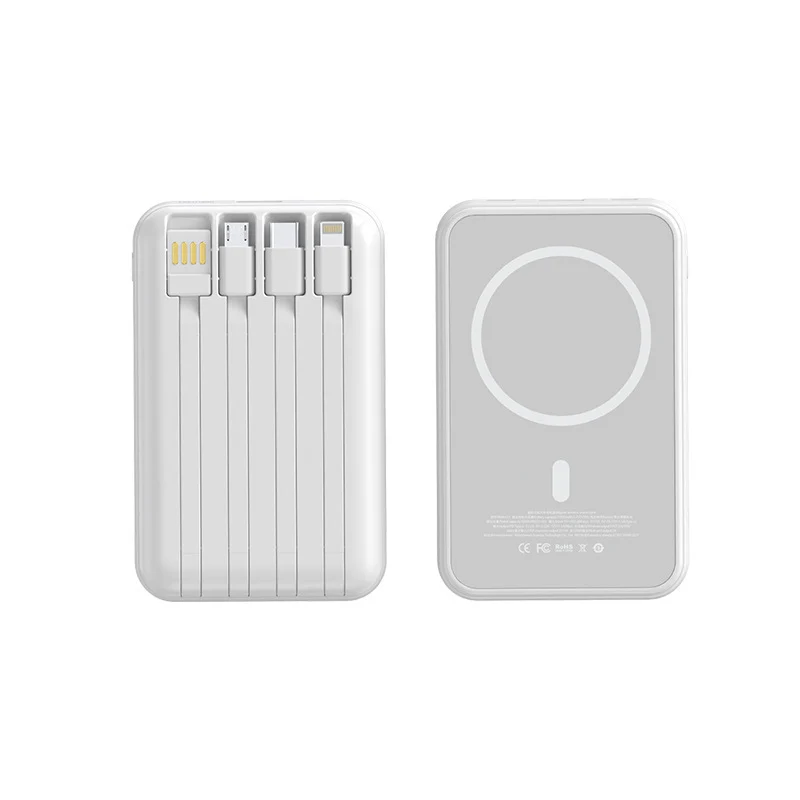Tragbare Powerbank mit integrierten Ladekabeln Skanto