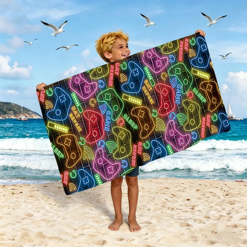 Jungen-Strandtuch mit Spielkonsolen-Motiv Skanto