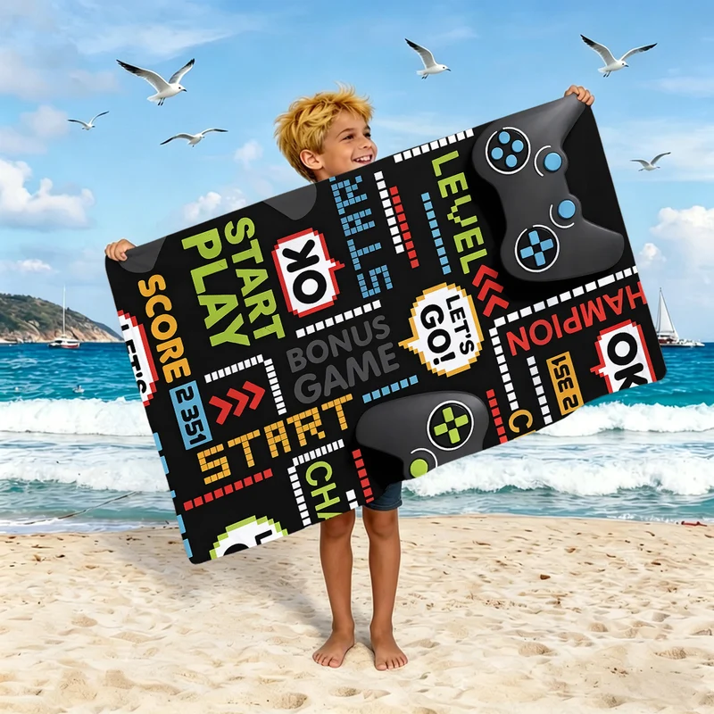 Jungen-Strandtuch mit Spielkonsolen-Motiv Skanto