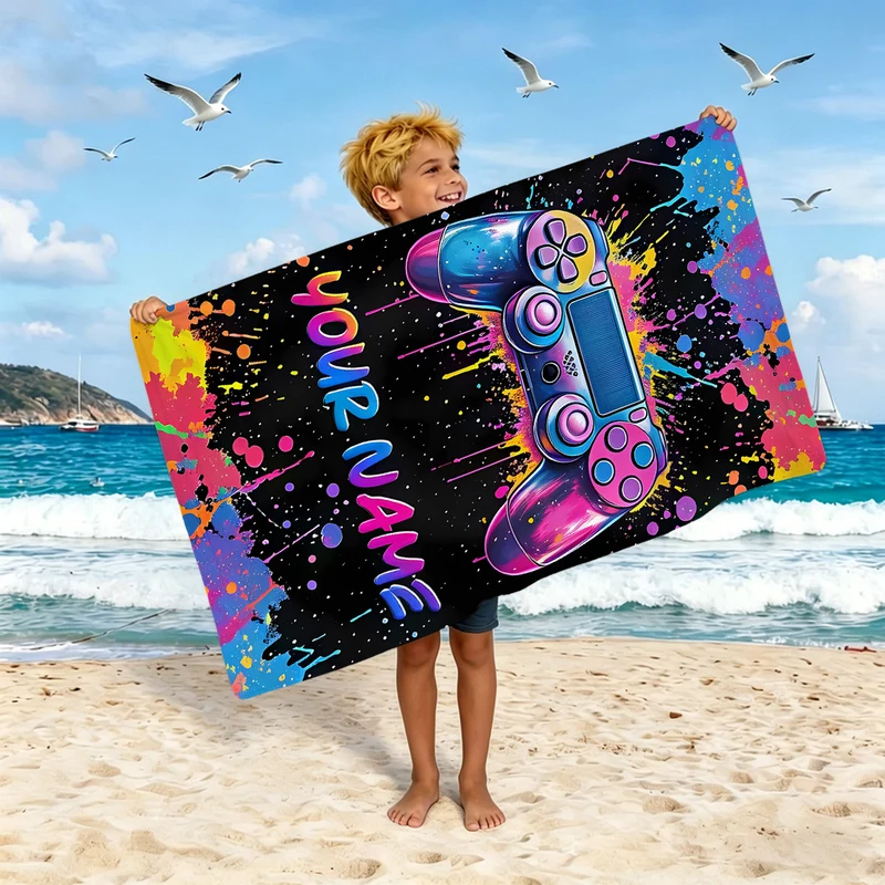 Jungen-Strandtuch mit Spielkonsolen-Motiv Skanto