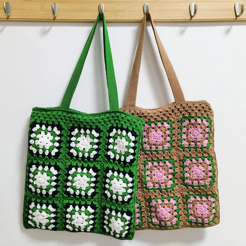 Handgemachte Baumwoll-Tragetasche im Vintage-Oma-Design Skanto