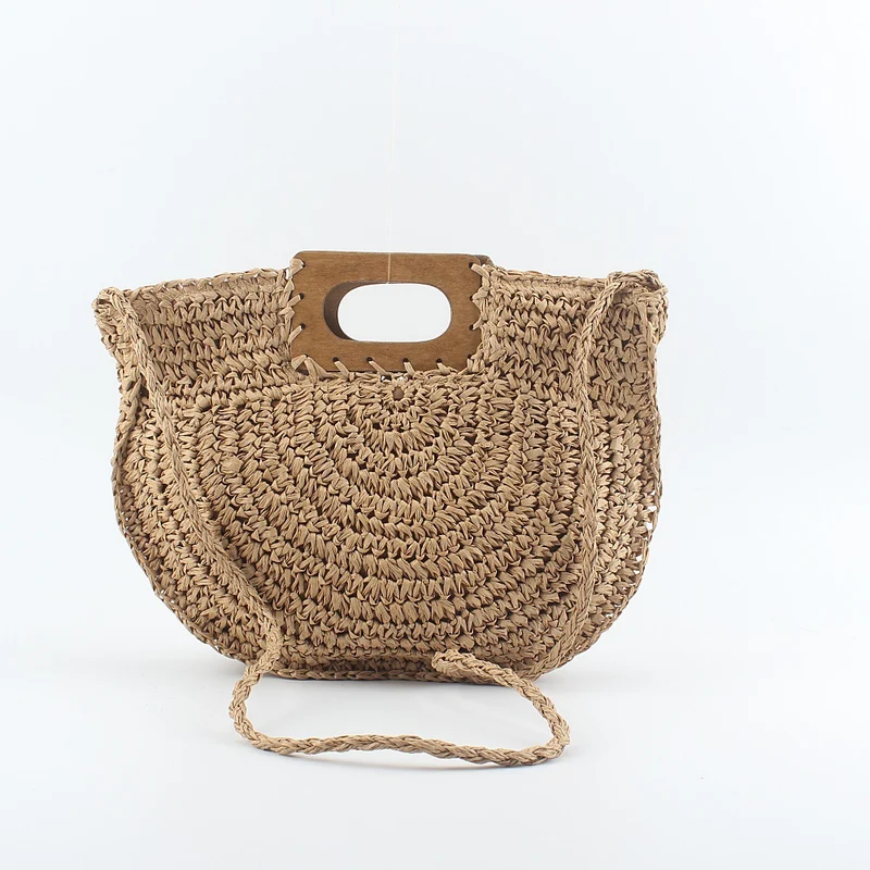 Handtasche aus handgewebtem Naturmaterial mit stilvollem Holzgriff Skanto