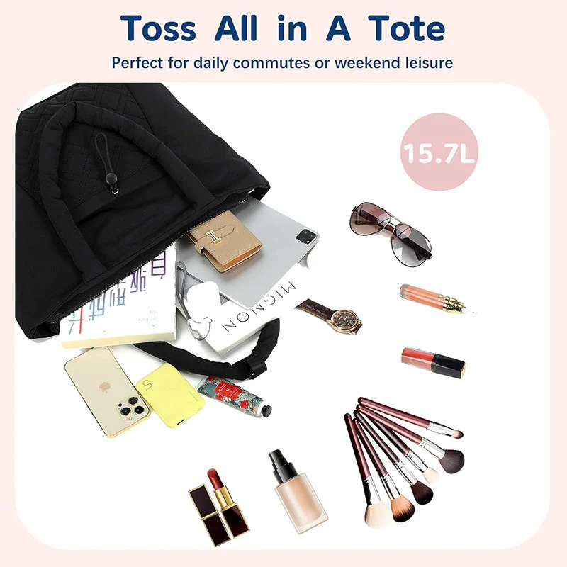 Gepolsterte Alltags-Handtasche mit abnehmbarer Kosmetiktasche Skanto