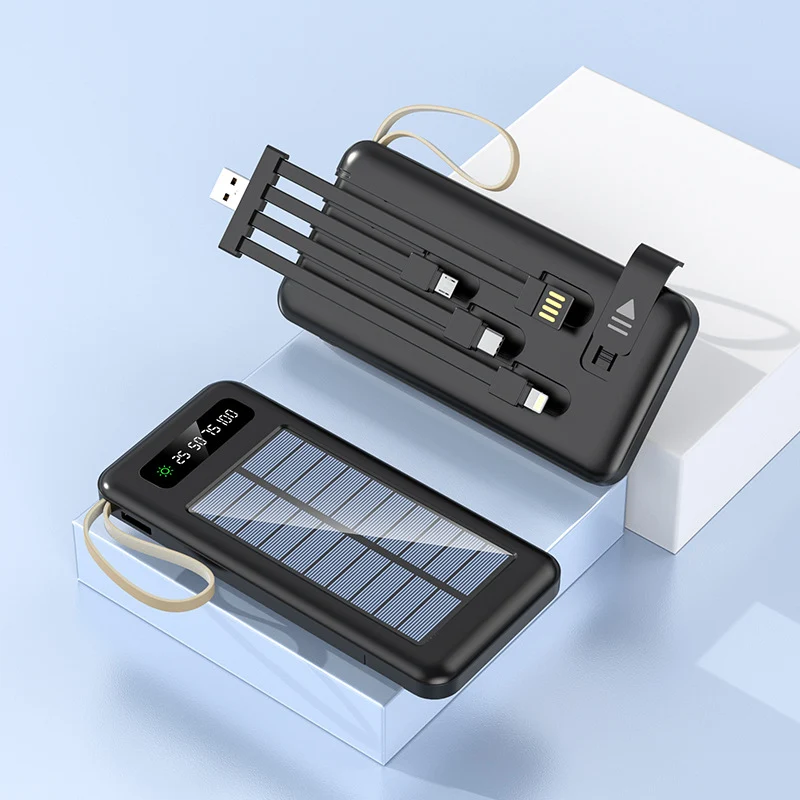 Portable Solar-Powerbank mit multifunktionalem Ladekabel Skanto