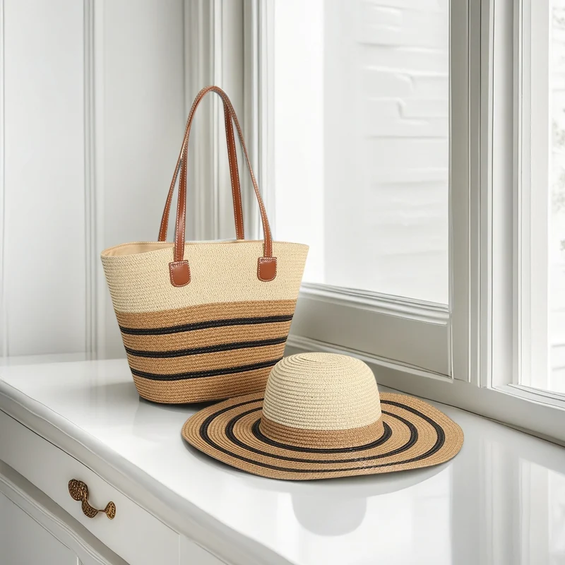 Strandtasche und Sonnenhut Skanto