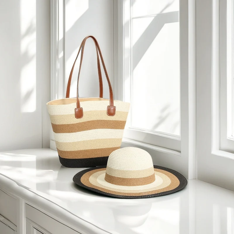 Strandtasche mit bunten Streifen Skanto