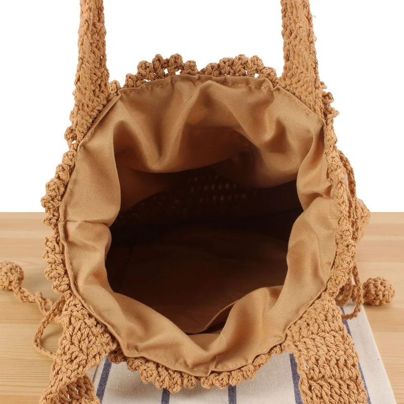Makramee-Shopper-Tasche mit dekorativem Kordelzug Skanto
