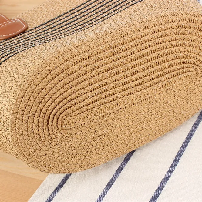 Handtasche aus hochwertigem Bast mit eleganten Ledergriffen Skanto