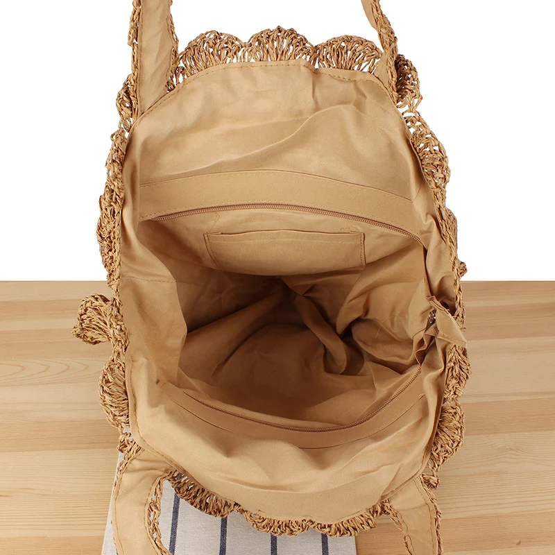 Handgeknüpfte Strandtasche mit künstlerischem Runddesign Skanto