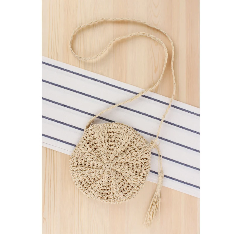 Handtasche aus handgeknüpftem Naturmaterial mit Fransen-Detail Skanto