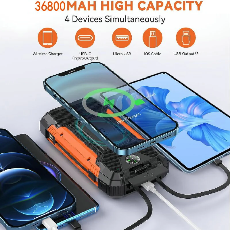 Robuste Solar-Powerbank mit multifunktionalem Ladeanschluss Skanto