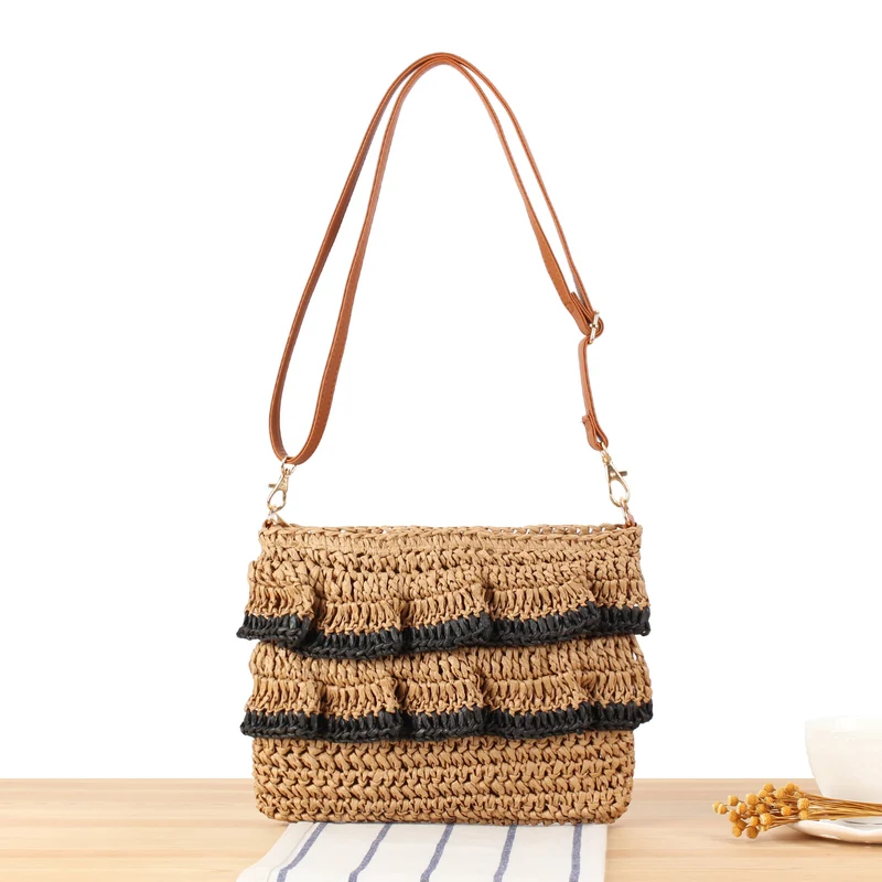 Handtasche mit Rüschendesign aus geflochtenem Bast Skanto