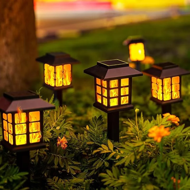 Skanto Solar-Flammeneffekt-Gartenstecker-Laternen mit wetterfestem ABS-Gehäuse und warmem LED-Glühen Skanto