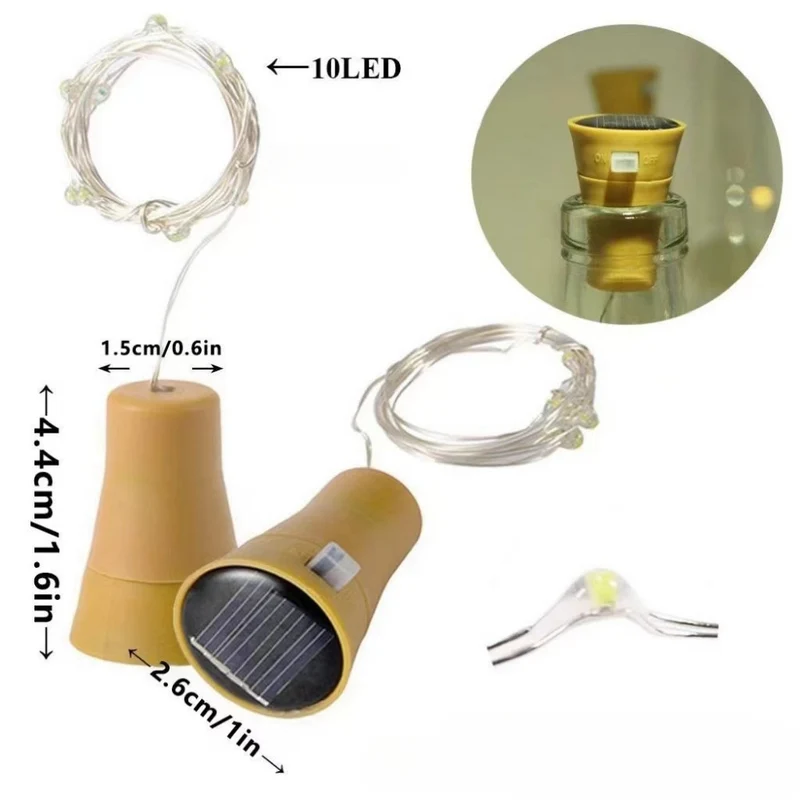 LED-Flaschenverschluss-Lichterkette mit wasserdichter Batteriekappe und flexiblem Kupferdraht Skanto