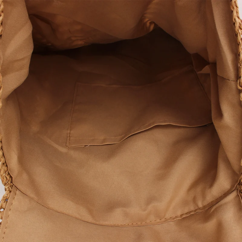 Rucksack aus Natur-Raffia mit Lederdetails Skanto