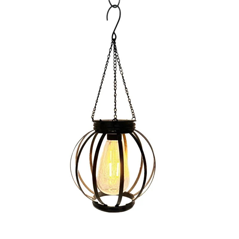 Outdoor Hänge-Metallkäfig-Pendelleuchte mit verstellbarer Kette und Vintage-Glühfaden-LED Skanto