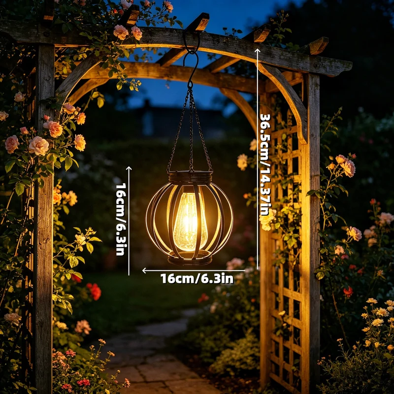 Outdoor Hänge-Metallkäfig-Pendelleuchte mit verstellbarer Kette und Vintage-Glühfaden-LED Skanto