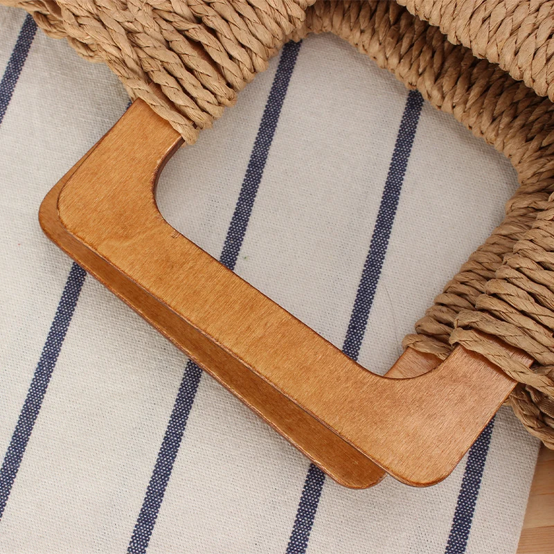 Handgemachte Strohtasche mit Holzgriff Skanto