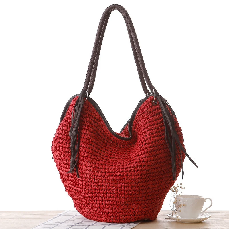 Handgemachte Strandtasche mit modischen Fransen Skanto