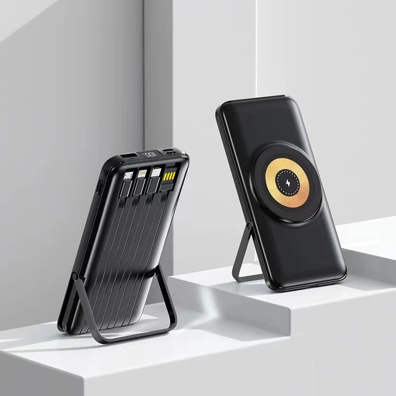 Multifunktionale Powerbank mit kabellosem Ladegerät und integriertem Ständer Skanto