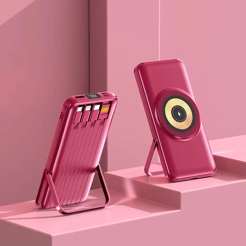 Multifunktionale Powerbank mit kabellosem Ladegerät und integriertem Ständer Skanto