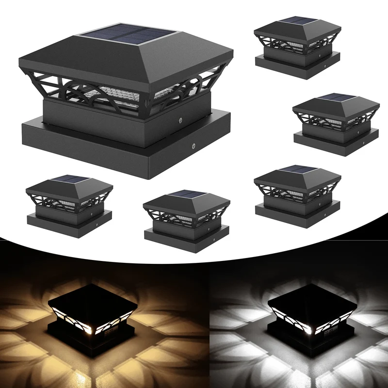 Dekorative Solar-LED-Pfostenkappen-Projektionsleuchte mit exquisitem Schnitzmuster Skanto