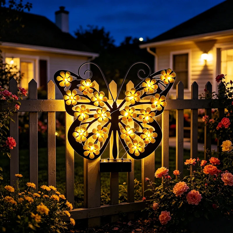 Dekorative LED-Schmetterlings-Wandleuchte mit Blumen-Mikro-LED-Akzenten und batteriebetriebener Steuerung Skanto