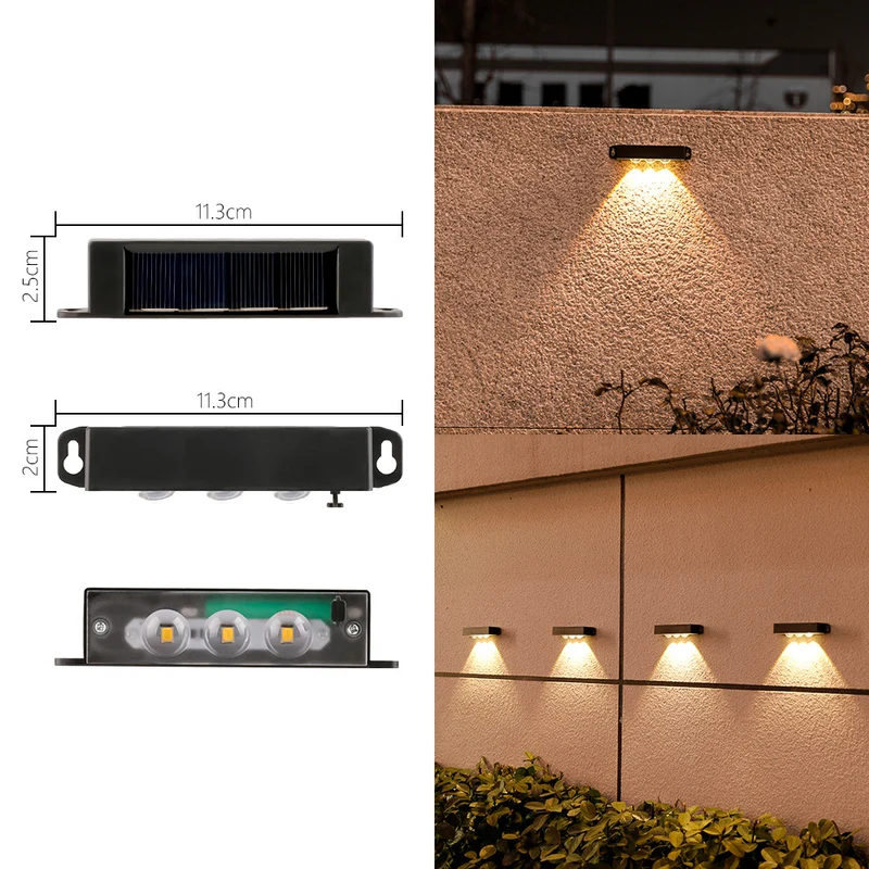 Kompakte solarbetriebene LED-Wandleuchte mit Bewegungssensor für Außentreppen und Zäune Skanto