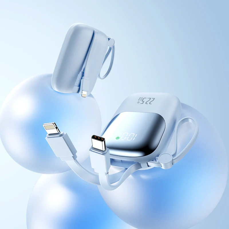 Tragbare Powerbank mit integriertem Ladeanschluss und LED-Anzeige Skanto