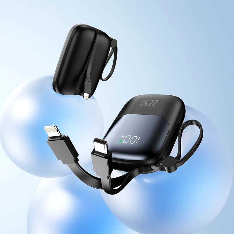 Tragbare Powerbank mit integriertem Ladeanschluss und LED-Anzeige Skanto
