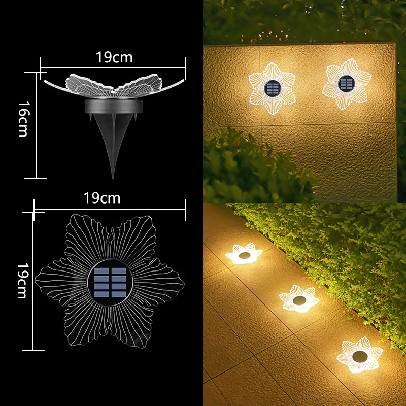 Dekoratives Solar-Acryl-Blütenblatt Gartenstecker Licht Skanto