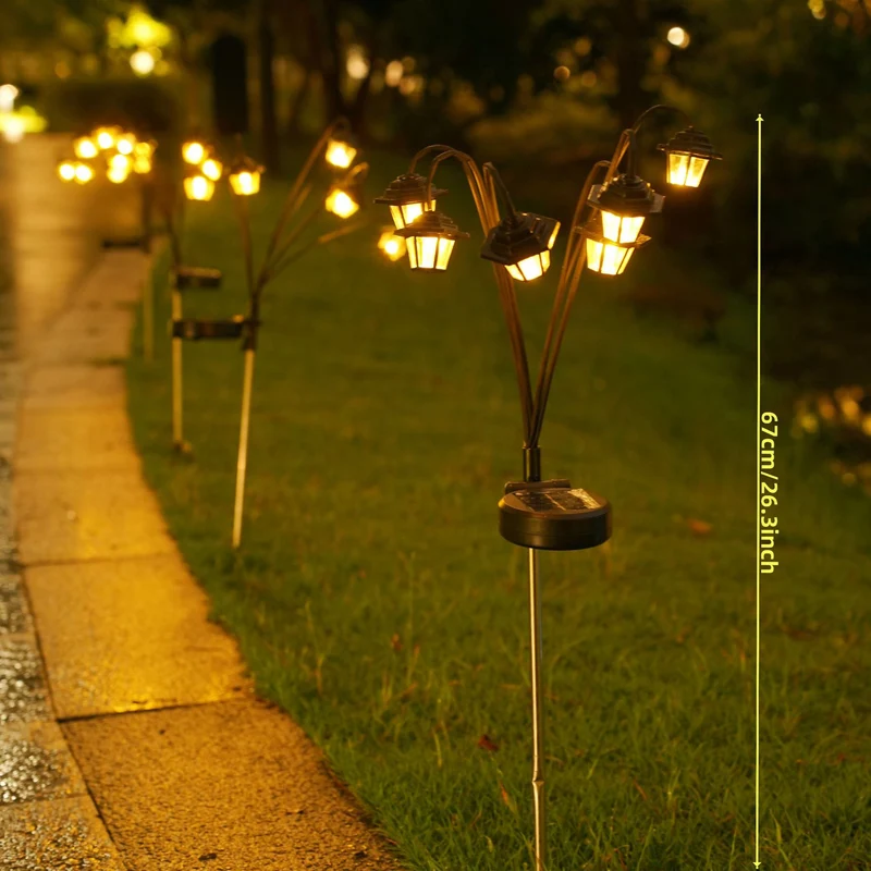 Dekorative Solar-Gartenstecker-Laternen mit mehreren Köpfen und warmem LED-Licht Skanto