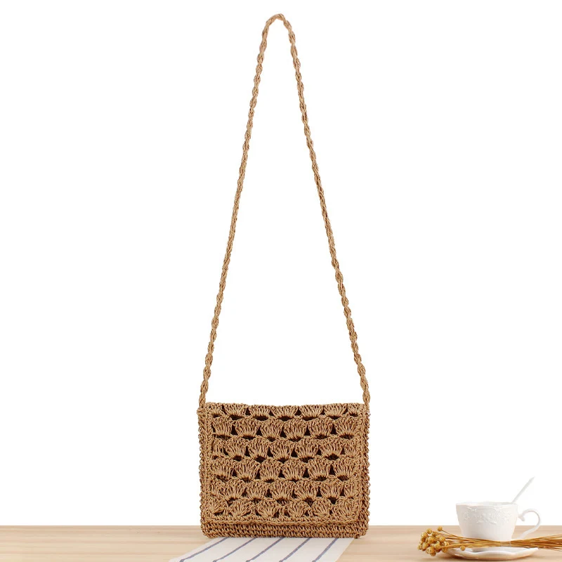 Handgeknüpfte Crossover-Tasche im modernen Korbflecht-Design Skanto