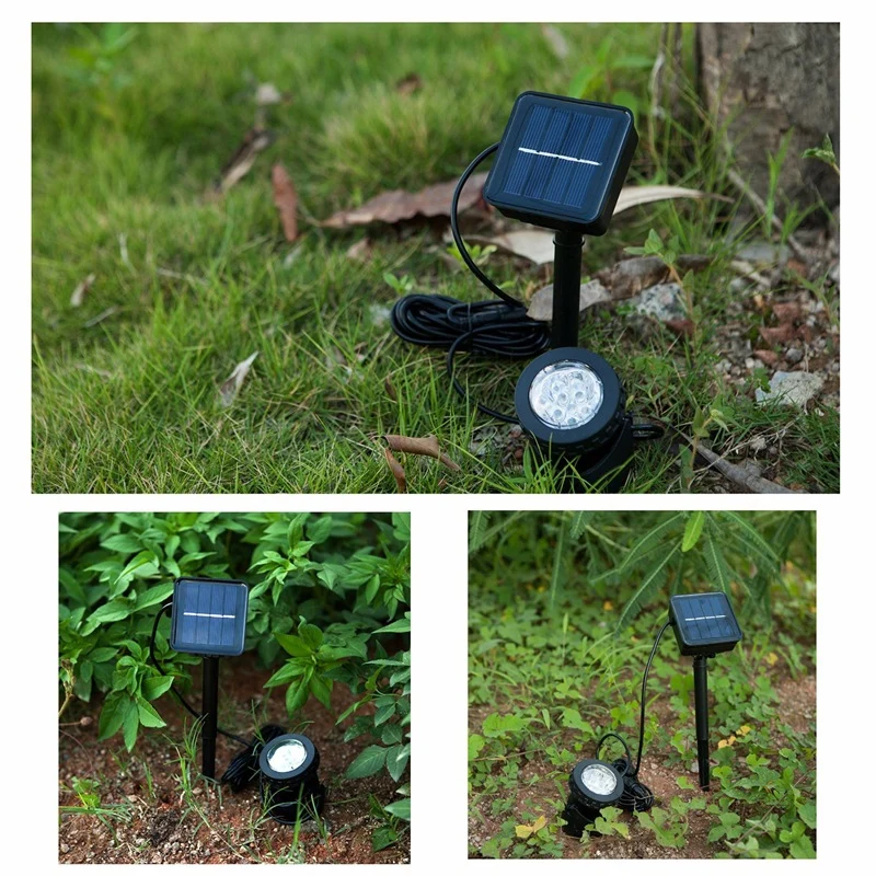 Verstellbarer Solar-LED-Landschaftsstrahler mit externem Solarpanel und verlängertem Niedervoltkabel Skanto